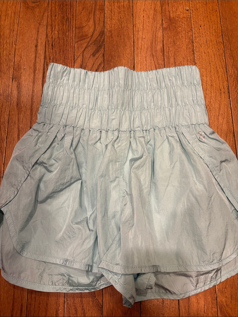 FP Movement by Free People Light Green High Waist Smocked Shorts